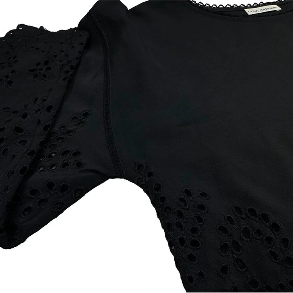 ULLA JOHNSON Althea Black Silk Eyelet Blouse. Quiet Luxury Old Money Size 2 - Picture 9 of 14